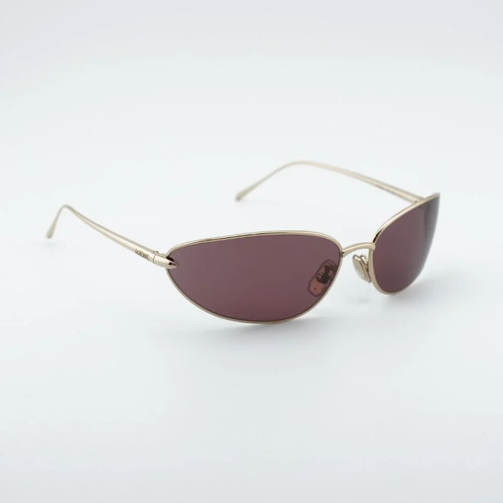 Exclusive Sale! Loewe LW40164U 32U Sunglasses Gold Oval Frame, Purple Lenses